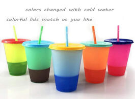 Foto van Huis inrichting 5pcs color changing reusable cold cup 24oz tumblers discoloration bottle with straw 