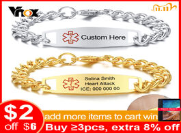 Foto van Sieraden vnox engrave medical condition men bracelets anti allergy stainless steel customize emergen