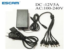 Foto van Beveiliging en bescherming escam dc 12v 5a power supply adapter 8 split cable for cctv security came