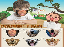 Foto van Beveiliging en bescherming animal expression print mouth mask with 2pcs filters children washable fa