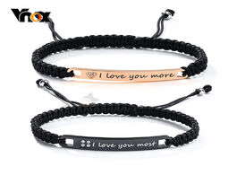 Foto van Sieraden vnox personalized custom his and hers couple bracelets for women men handmade rope braided 