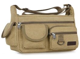 Foto van Tassen men canvas shoulder bag travel handbags multifunction messenger bags solid zipper top handle 
