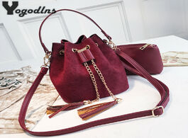 Foto van Tassen new mini crossbody handbags cute suede bucket bag organizer small tassel pu leather womens sh