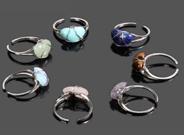 Foto van Sieraden adjustable natural crystal rings heart shape quartz stone wire winding couple exquisite per