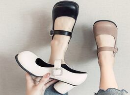 Foto van Schoenen eoeodoit new retro leather mary janes shoes women high heel suqare toe work heels pumps buc