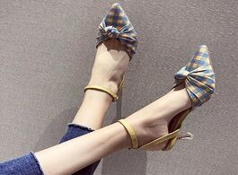 Foto van Schoenen slhjc 5.5 cm med heels shoes retro plaid pumps women spring summer autumn fashion thin poin