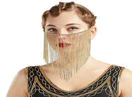 Foto van Sieraden women gold aluminum chain multi layers tassel head chains face jewelry halloween party mask
