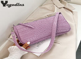 Foto van Tassen retro alligator pattern women shoulder handbags pu leather casual trendy subaxillary bags bol
