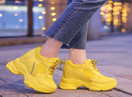 Foto van Schoenen soft casual thick sneaker platform summer breathable mesh women s shoes flat yellow sports 