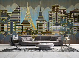 Foto van Woning en bouw modern golden line relief city building photo wallpaper for living room wall covering