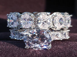 Foto van Sieraden luxury real 925 sterling silver oval princess cut wedding ring set for women engagement ban