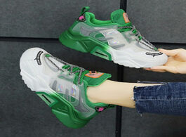 Foto van Schoenen chunky sneakers platform fashion designers mesh orange old dad shoes woman lace up sports g