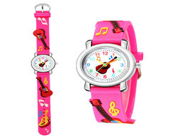 Foto van Horloge watch for children fashion cartoons embossed guitar buckle dazzling child mesh belt watches 
