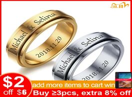 Foto van Sieraden vnox mens free personalized engraving spinner rings for woman 6mm stainless steel special n