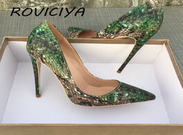 Foto van Schoenen green snake pattern woman shoes girls sexy high heels printed multi colors stilettos 12cm w