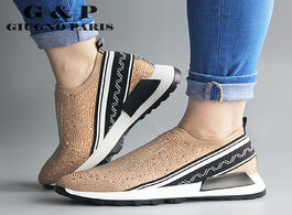 Foto van Schoenen knitted shoes sneakers women trainers knit ladies slip on sock sparkly crystal zapatillas m