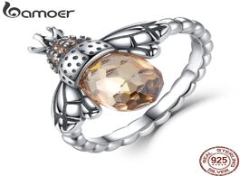 Foto van Sieraden bamoer 100 authentic 925 sterling silver orange wing animal bee finger ring for woman jewel