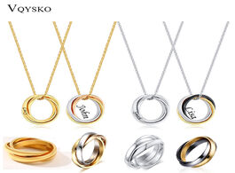 Foto van Sieraden interlocked circle women ring with chain classic triple stainless steel wedding band elegan