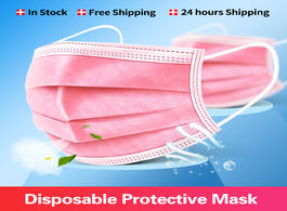 Foto van Beveiliging en bescherming 10 200pcs pink disposable face mask non woven 3 layer mouth dust protecti
