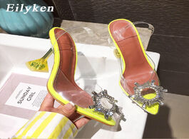Foto van Schoenen eilyken yellow pvc transparent women pumps crystal pointy toe high heels shoes woman perspe