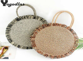 Foto van Tassen tassel handbag straw bags for women ladies beach hand woven brand bag large round totes with 