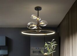 Foto van Lampen verlichting nordic style led chandelier ring glass ball black dining living room bar bedroom 