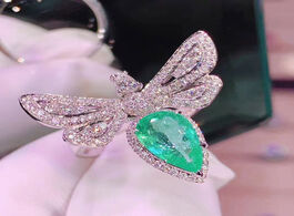 Foto van Sieraden 925 sterling silver female ring water drop emerald butterfly shape fashion rings fine jewel