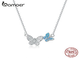 Foto van Sieraden bamoer 100 pure 925 sterling silver flying butterfly short necklace for women korean style 