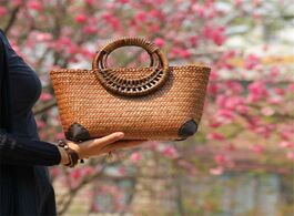 Foto van Tassen 25x14cm new thai handmade straw bag ethnic style lattice rattan woven original weaving handba