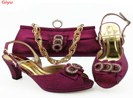 Foto van Schoenen doershow magenta matching shoes and bags italian in women nigerian party shoe bag sets set 