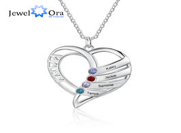Foto van Sieraden jewelora personalized birthstone mother necklace custom family name engraved heart pendants