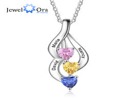 Foto van Sieraden jewelora personalized engravable name necklaces for women custom 3 heart birthstone pendant