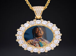 Foto van Sieraden 3a big zircon custom made photo medallions pendant necklace 4mmtennis chain iced out cubic 