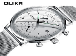 Foto van Horloge ultra thin fashion watch men steel casual sports luminous waterproof calendar wristwatch s w