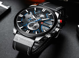 Foto van Horloge curren fashion chronograph clock men leather watch casual sport watches for quartz wristwatc