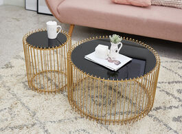 Foto van Meubels nordic coffee table black tempered glass round living room creative luxury rose golden iron 