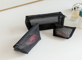 Foto van Tassen 1pcs black translucent wash bags portable breathable trapezoid with zipper nylon travel mesh 