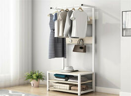 Foto van Meubels multifunction wooden steel coat rack bedroom storage holder hanger organizer 40x34x170cm hom