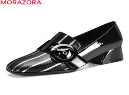 Foto van Schoenen morazora 2020 new brand fashion dress shoes genuine leather buckle women pumps black color 