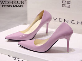 Foto van Schoenen wdhkun women shoes pointed toe pumps patent leather dress high heels boat wedding zapatos m