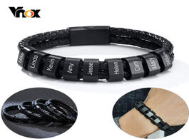 Foto van Sieraden vnox personalized men s black plaited leather bracelets free custom made with charm beads f