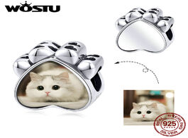 Foto van Sieraden wostu personalized photo cute cat charm 925 sterling silver fit original bracelet pendant d