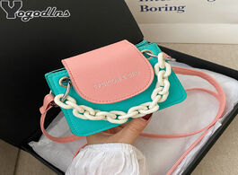 Foto van Tassen contrast color mini pu leather crossbody bags for women summer chain designer handbags purse 
