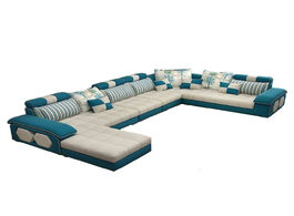 Foto van Meubels velvet hanf linen hemp fabric sectional sofas living room sofa set furniture alon couch puff