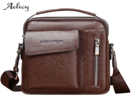 Foto van Tassen aelicy men vintage shoulder bag genuine leather briefcase male man laptop natural for messeng