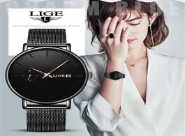 Foto van Horloge lige women watches top brand luxury ladies mesh belt ultra thin watch stainless steel waterp