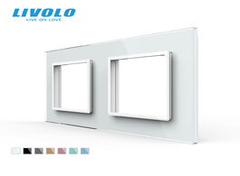Foto van Woning en bouw livolo luxury white pearl crystal glass eu standard double panel for wall switch sock