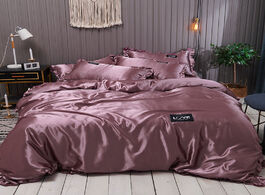 Foto van Huis inrichting pure satin silk bedding set lace luxury duvet cover single double queen king size 24