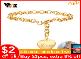 Foto van Sieraden vnox adjustable women bracelet customized heart charm name engraving elegant box chain lady