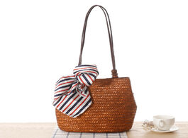 Foto van Tassen 28x26cm new style single shoulder straw bag women seaside vacation woven beach a7213
